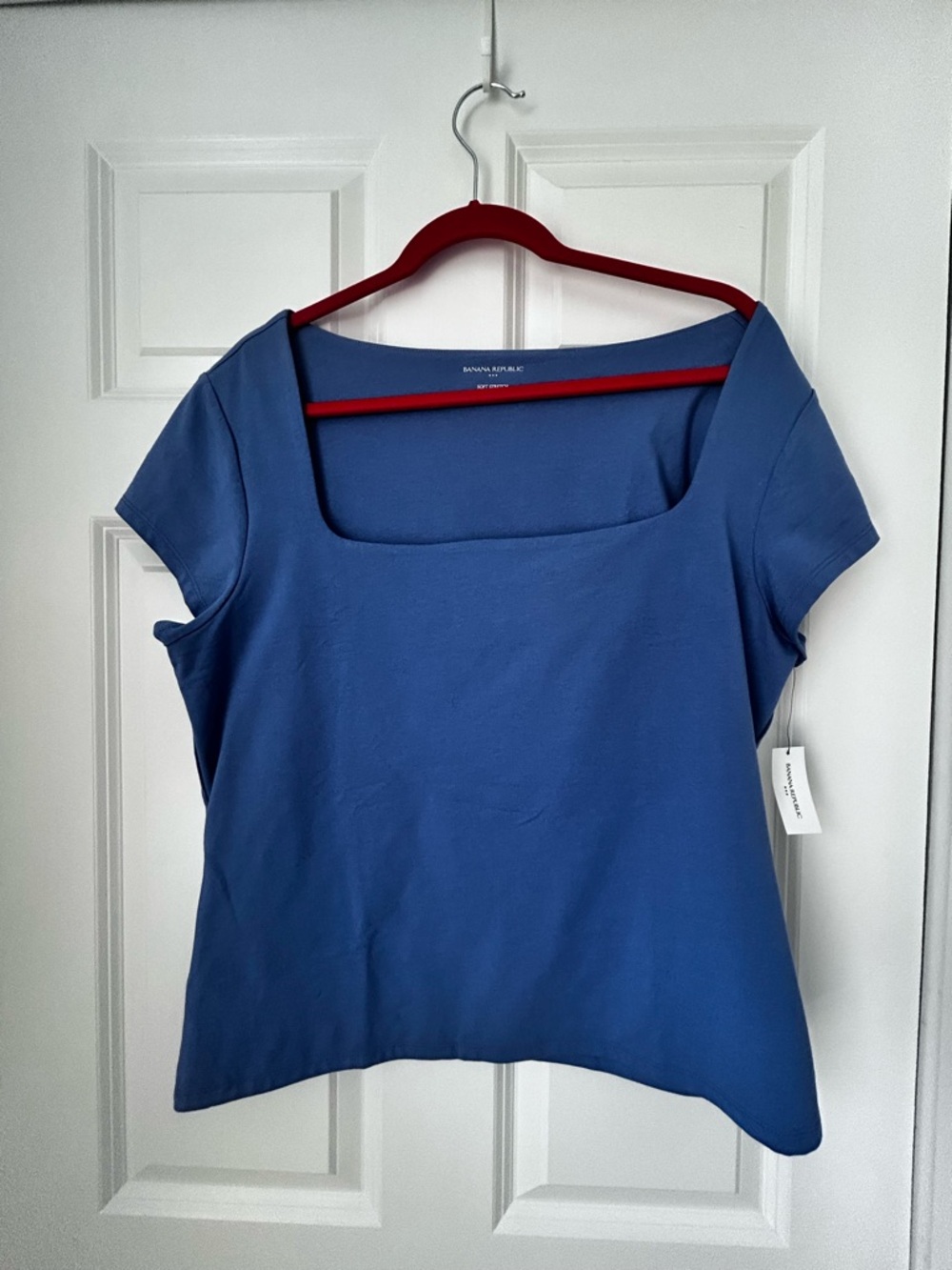 Banana Republic Slate Blue Square-Neck Short Sleeve Top